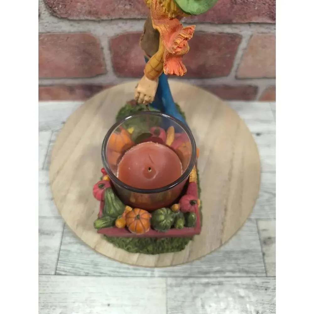 2011 Yankee Candle Scarecrow Hill Candle Holder Fall Pumpkins Retired W/ Candle